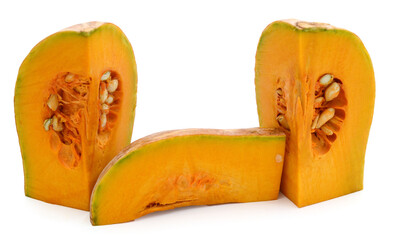 Cut the Cream Pumpkin and put it on a white background - stock photo
