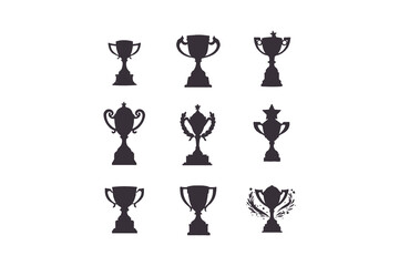 Trophy silhouette, sleek and sharp. Champion's cup outlined in style. Victory Icon in vector form. Iconic winning cup illustration. Silhouette of a triumph trophy. Champion's prize. Symbol of victory.