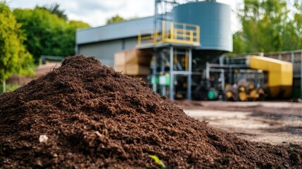 Advanced machinery transforms organic waste into nutrient-rich compost at a production facility