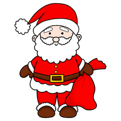 Santa Claus holding a red bag of gifts