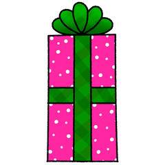 Pink Gift Box with Green Ribbon
