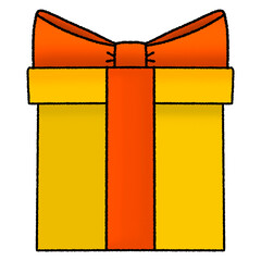 Yellow Gift Box with Orange Ribbon