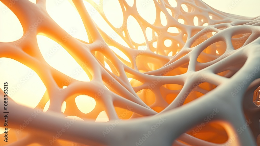Poster abstract organic structure illuminated by warm light