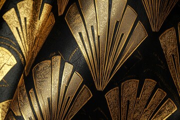 Repeating gold and black geometric patterns in an Art Deco style, ideal for luxurious or vintage-themed projects. 