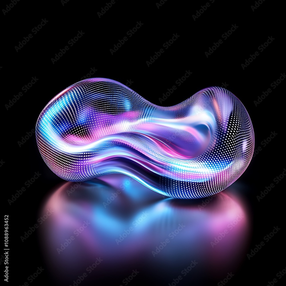 Aufkleber abstract 3d shape with colorful light effects and smooth surface, ideal for modern art backgrounds a