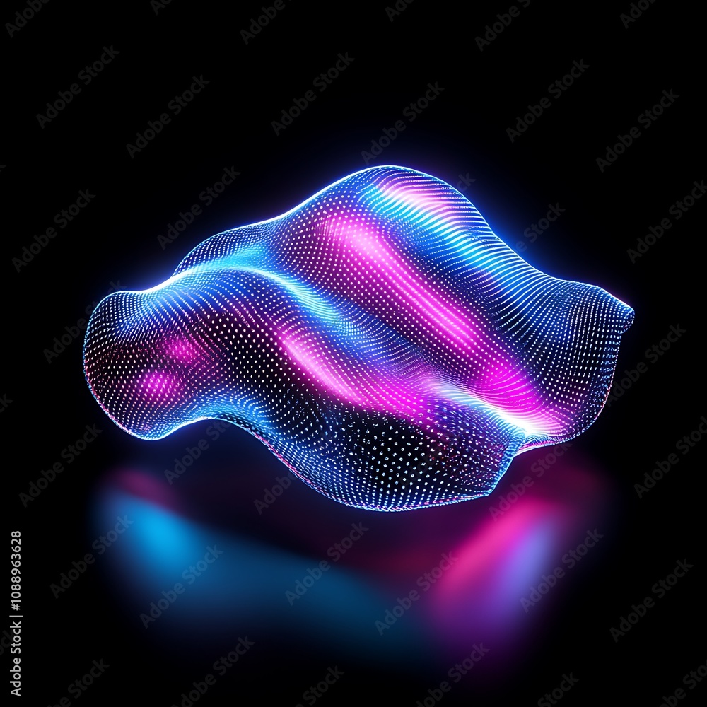 Poster abstract 3d waveform in vibrant lights displaying digital patterns and colorful light effects for cr