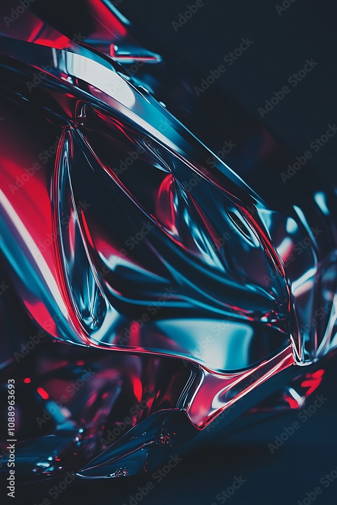 Aufkleber abstract and futuristic metallic surface with reflective colors showcasing smooth and shiny curves i