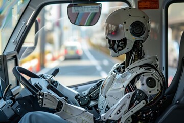 Robot modern digital control of the cabin of a cargo truck trailer. The concept of eliminating the human factor, fatigue, distracted attention, errors