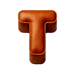 Letter T made of Brown Leather