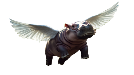 baby hippo piloting a small plan