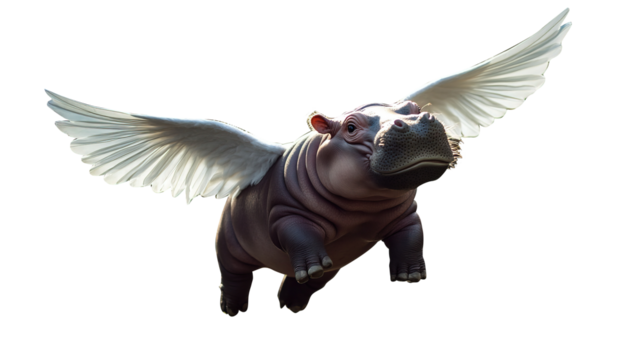 baby hippo piloting a small plan