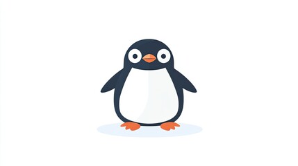 Fototapeta premium A Cute Cartoon Penguin Stands On Ice
