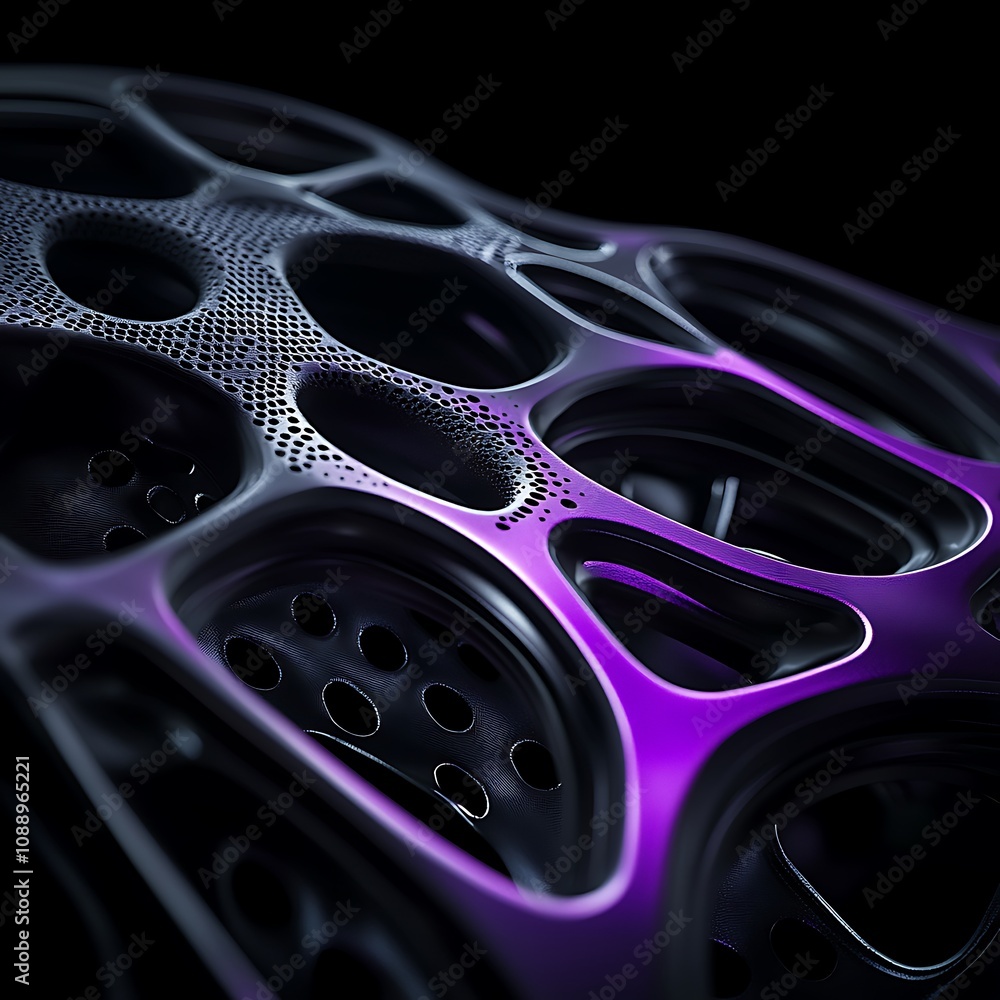 Poster abstract close-up of a futuristic textured surface featuring intricate patterns and vibrant colors, 
