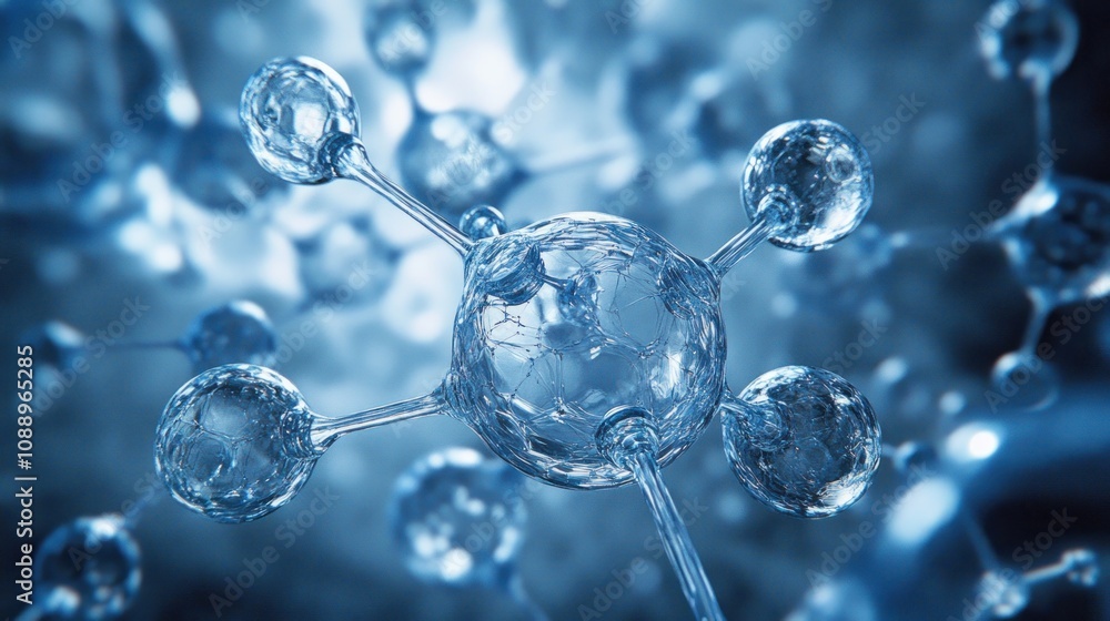Poster A close-up view of interconnected molecules in a scientific context.