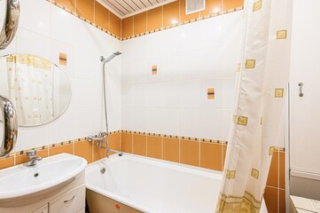 interior apartment room bathroom, sink, decorative elements, toilet. WC, sanitary unit, wash room