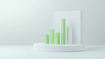 A minimalist bar graph in green and white, representing data visualization and analysis.