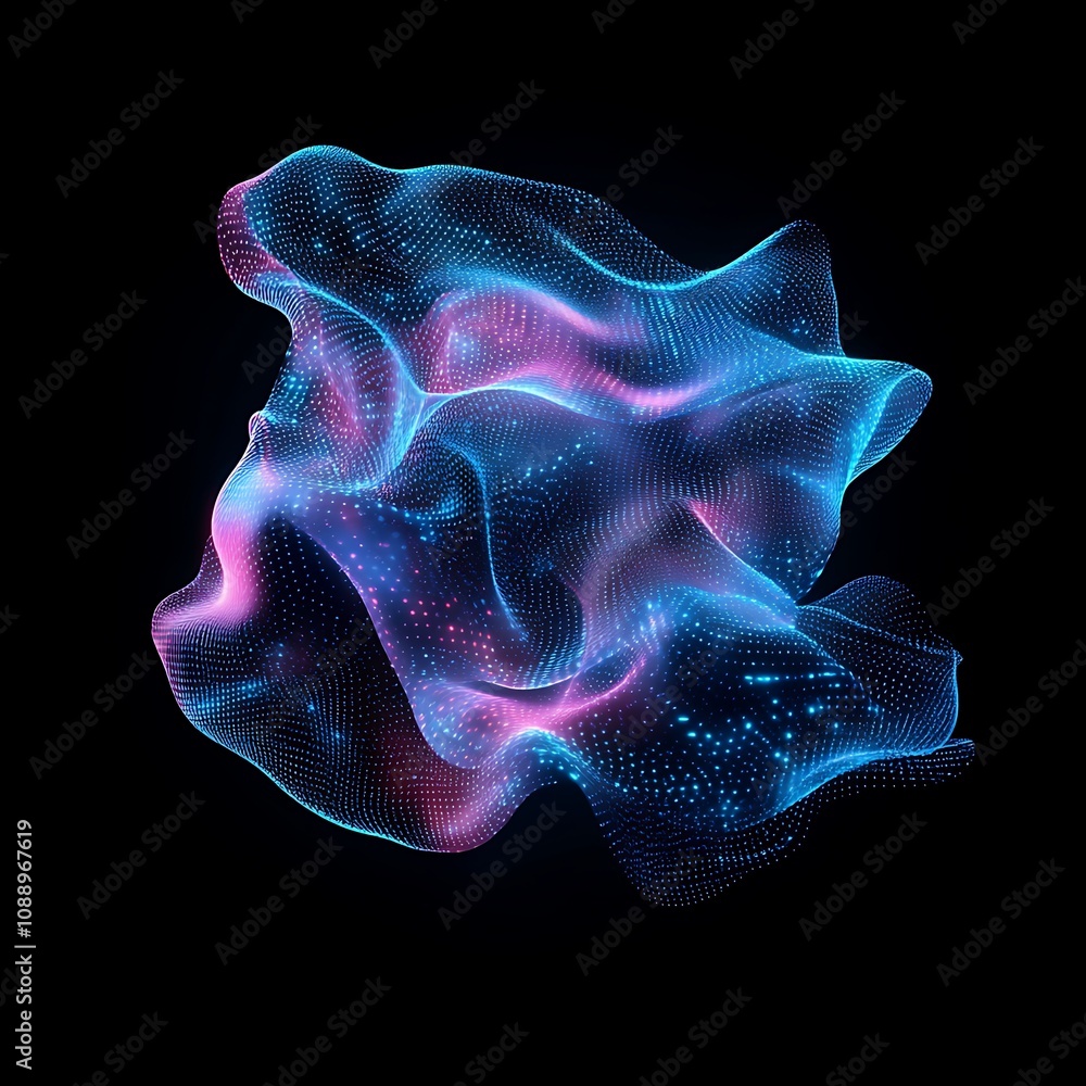 Poster abstract colorful wave pattern with glowing particles in a smooth digital environment representing t