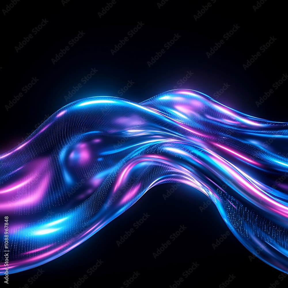 Poster abstract colorful waves of light flowing in a dark background, creating an ethereal and vibrant digi