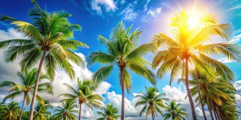 Candid Photography of Palm Trees Against a Clear Sky - Perfect for Web Banners and Copy Space