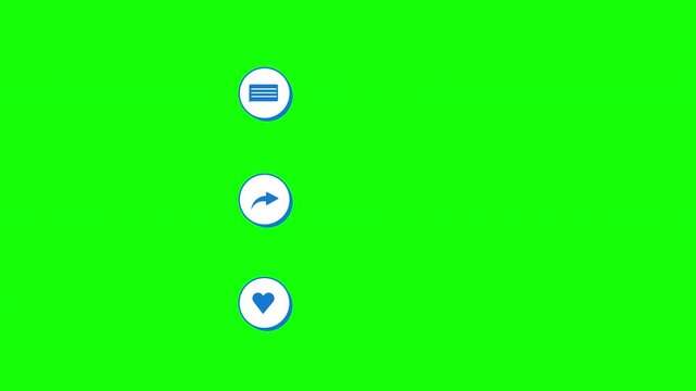 Like, Comment, and Share Lower Thirds Animation, Interactive Social Media Buttons, on Green Screen