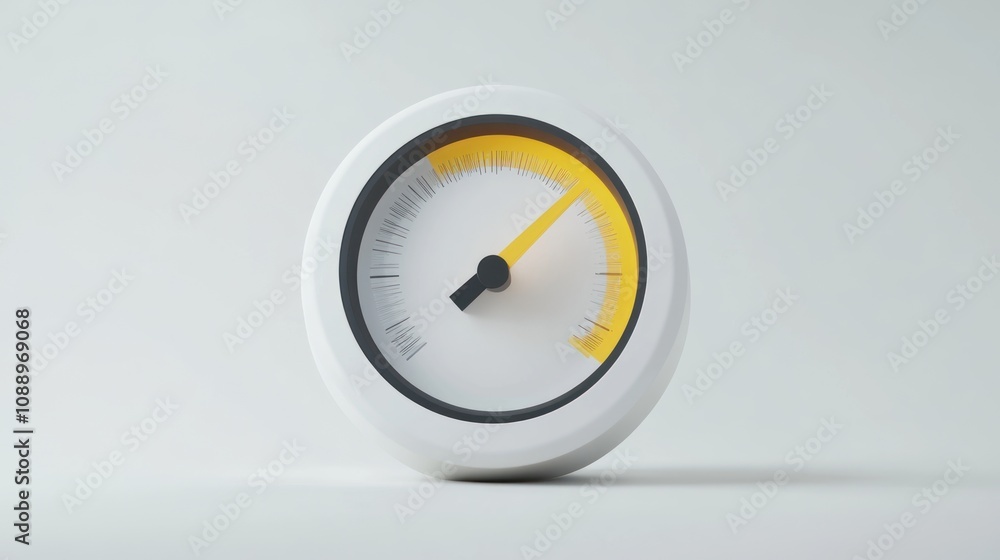 Poster a round gauge displaying a measurement with a yellow indicator needle.
