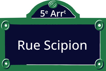 0909_5e Arrt, Elegant Parisian Street Sign