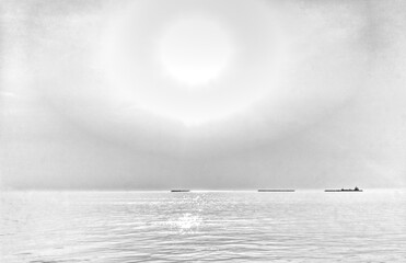 landscape,The beautiful black and white sky in the evening after sunset reflects the sea.