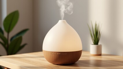 A premium home diffuser mockup with a matte finish and soft mist, ideal for modern designs.