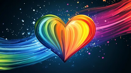 Colorful Abstract Heart Design - Digital Art