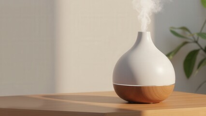 A photorealistic electric diffuser setup mockup highlighting a smooth matte finish with a neutral background.