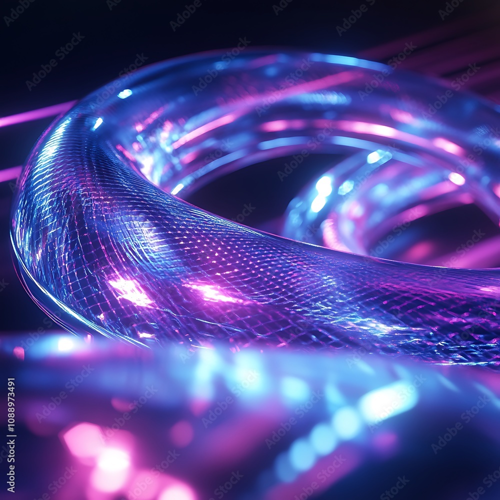 Poster abstract digital wave form with glowing textures and vibrant colors; showcasing smooth curves and dy
