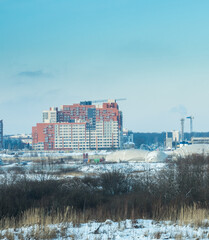 Fototapeta premium Construction of a Modern Residential District in the Suburbs