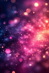 Sparkling glittery background with pink and purple bokeh lights creating a festive and magical atmosphere