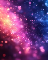 Abstract background with glowing particles swirling and creating a mesmerizing bokeh effect with shades of pink and blue