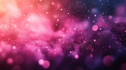 Pink and purple glitter particles swirling in a magical atmosphere, creating a dreamy, ethereal background