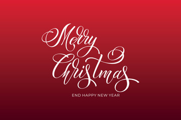 Merry Christmas and Happy New Year hand lettering calligraphy. Vector holiday illustration element. Typographic element for congratulations.