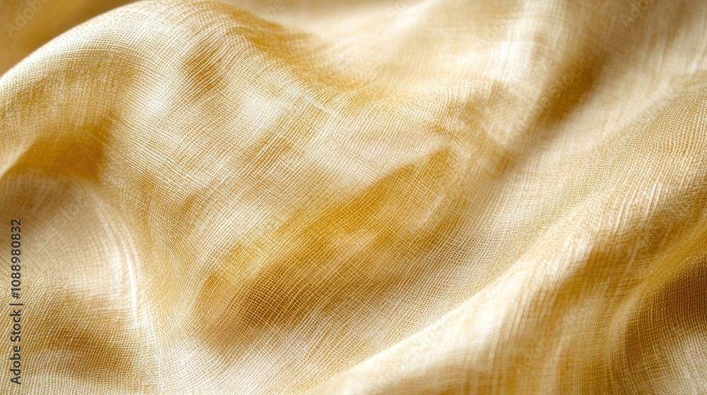 Poster a close-up of textured yellow fabric, showcasing its intricate weave and soft appearance.