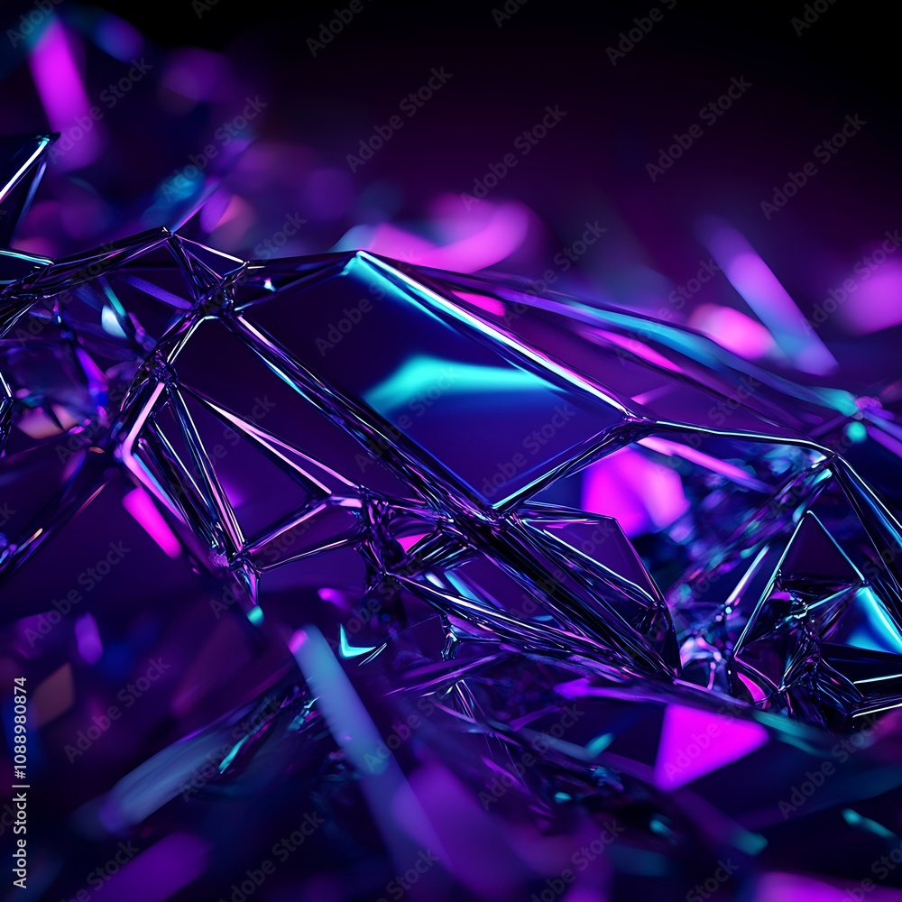 Aufkleber abstract geometric shapes in vivid colors with sharp edges and depth, creating a mesmerizing visual 