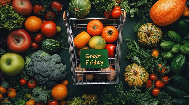Promoting green friday fresh produce campaign farmers market social media post vibrant colors engaging concept