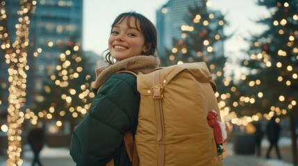 Fototapeta premium Christmas shopping spree in a luxury shopping district exclusive discounts on fashion