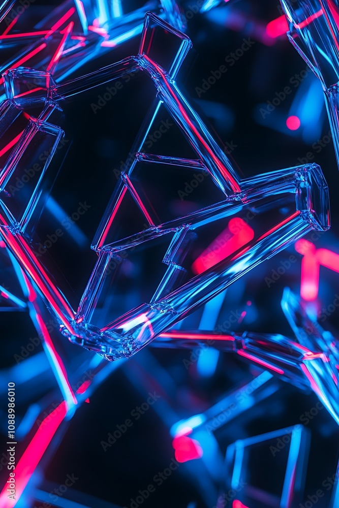 Aufkleber abstract neon light patterns with geometric shapes creating a futuristic and high-tech atmosphere in