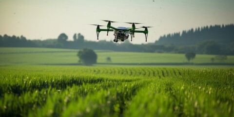 Agrodrone for processing fields, smart farming. Generative AI.