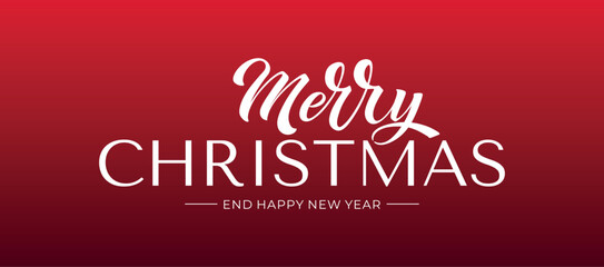Merry Christmas and Happy New Year hand lettering calligraphy. Vector holiday illustration element. Typographic element for congratulations.
