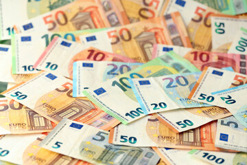 Very big amount of official european currency euro money bills