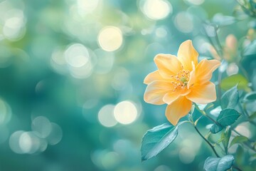 Fototapeta premium Single Flower in Focus with Blurred Background: Close-up of a vibrant flower with a soft-focus background, creating an elegant and natural image.