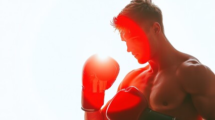 Boxer practicing on white background.