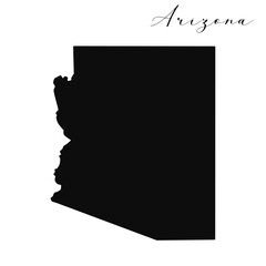 Arizona state isolated black silhouette vector map 