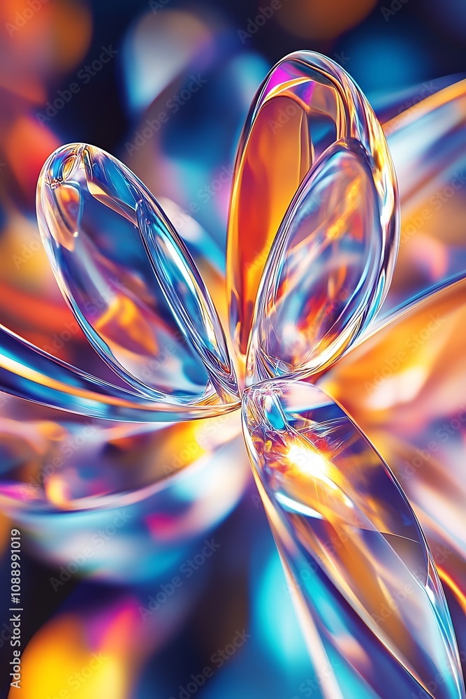 Poster colorful abstract design with transparent shapes creating a vibrant and ethereal background for mode