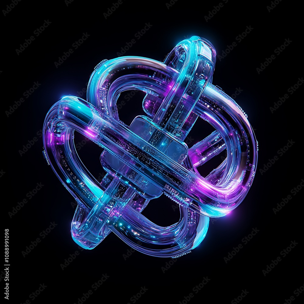 Aufkleber colorful abstract energy flowing in a dynamic motion with curved tubes and glowing light effects, cr