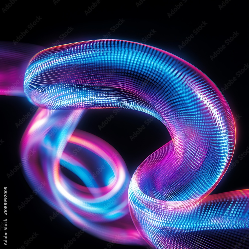 Poster colorful light trails creating abstract patterns in a dark background, emphasizing motion, energy, a